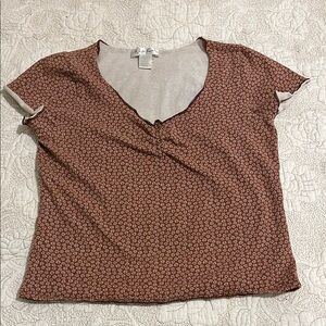 Brown Fitted Flutter Sleeve Blouse